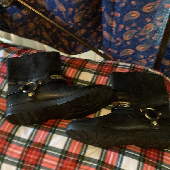 Michael Kors short black leather western boots size 8 med nice - Picture 7 of 9